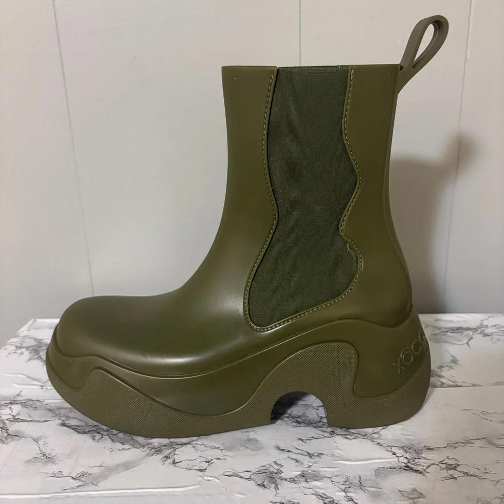 XOCOI Ankle Boots Olive Green Chelsea Boot Sustainable Rubber IT 38 US 8 Italy